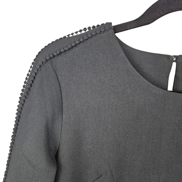 Banana Republic Black Long Sleeve Pom-Pom Shift‎ Dress Size 4 - Picture 4 of 12